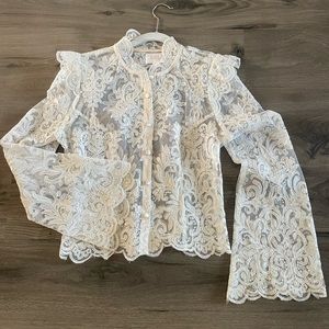Stone cold Fox lace button down